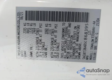 2025 Nissan Rogue Sv Fwd z USA, uszkodzony, nr VIN 5N1BT3BA8SC868395